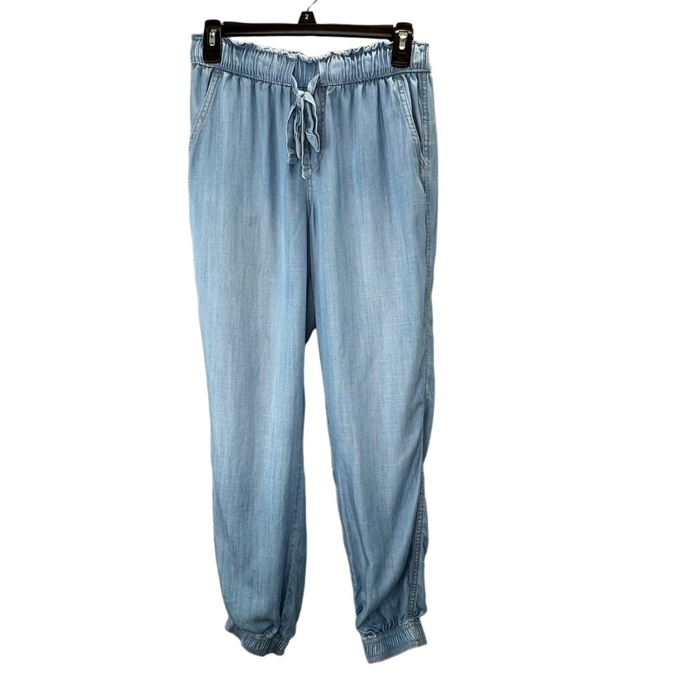 Knox Rose Light Wash Lyocell Denim Joggers Light Blue Drawstring Pants Small